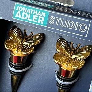 🆕 Jonathan Adler Wine Stoppers Gold Butterfly Boho Dreamer Spirit Bar Chic NWT